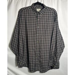 L.L. Bean Shirt Men's Size Large Green Plaid Button Front Long Sleeves Cotton
